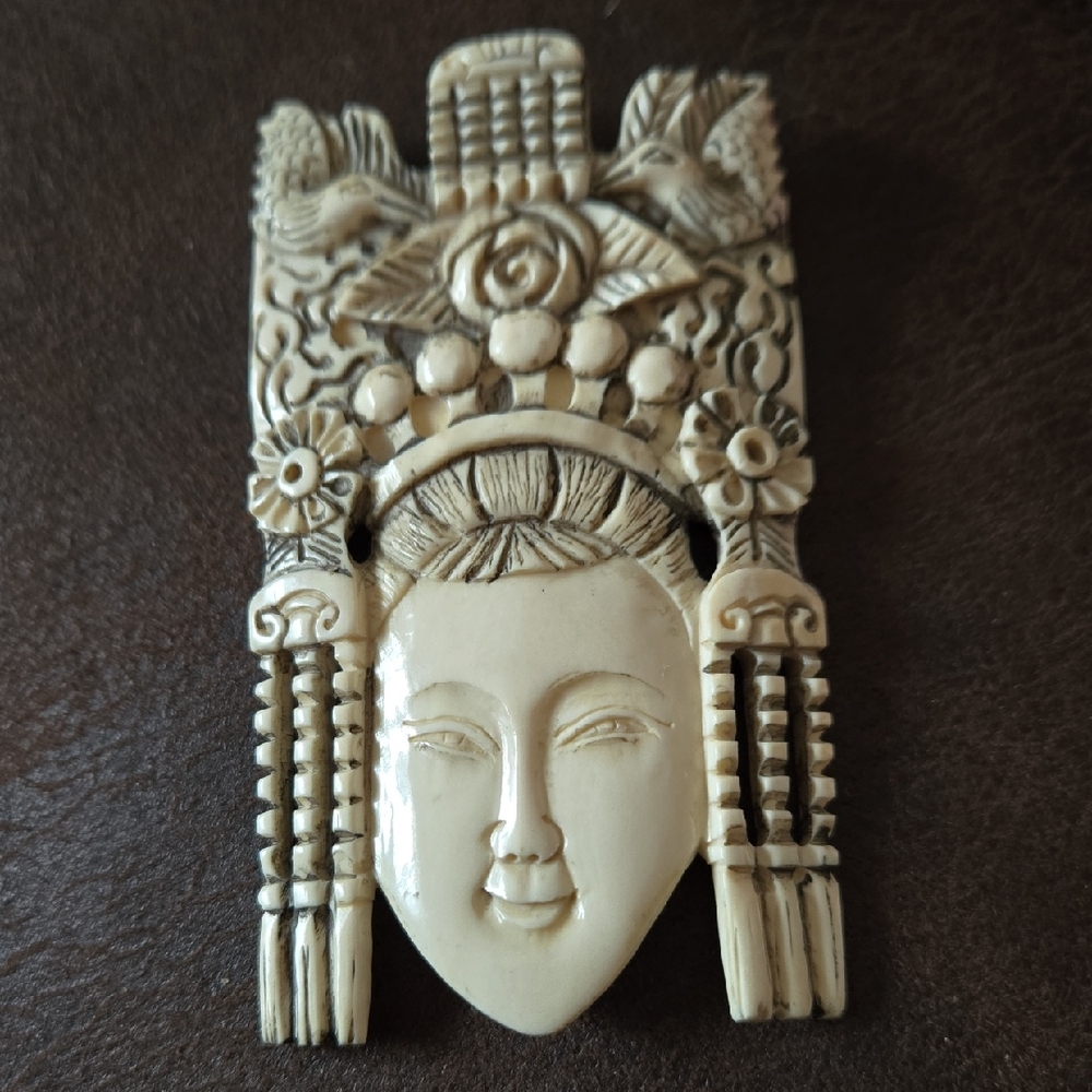 Chinese Carved Ivory Mask, depicting a female face